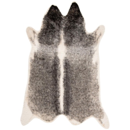 Safavieh 3 x 5 ft. Faux Cow Hide Power Loomed Rectangle Area Rug Grey & Ivory FCH203F-3